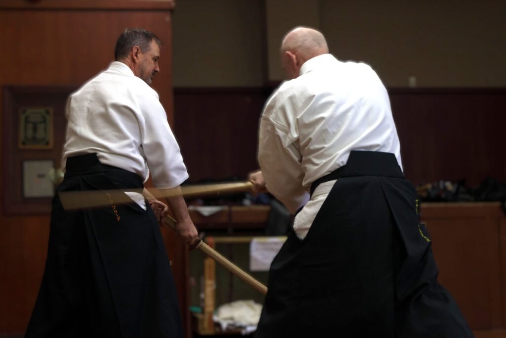 students practicing kenjutsu at Mount Pleasant dojo