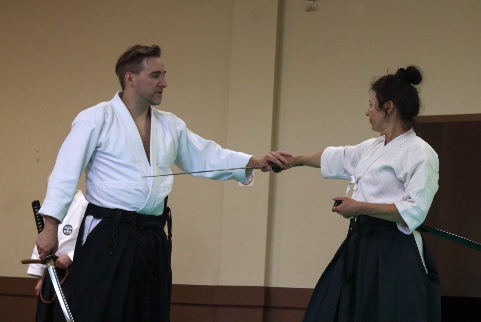 josh instructing student in iaijutsu at Mount Pleasant dojo